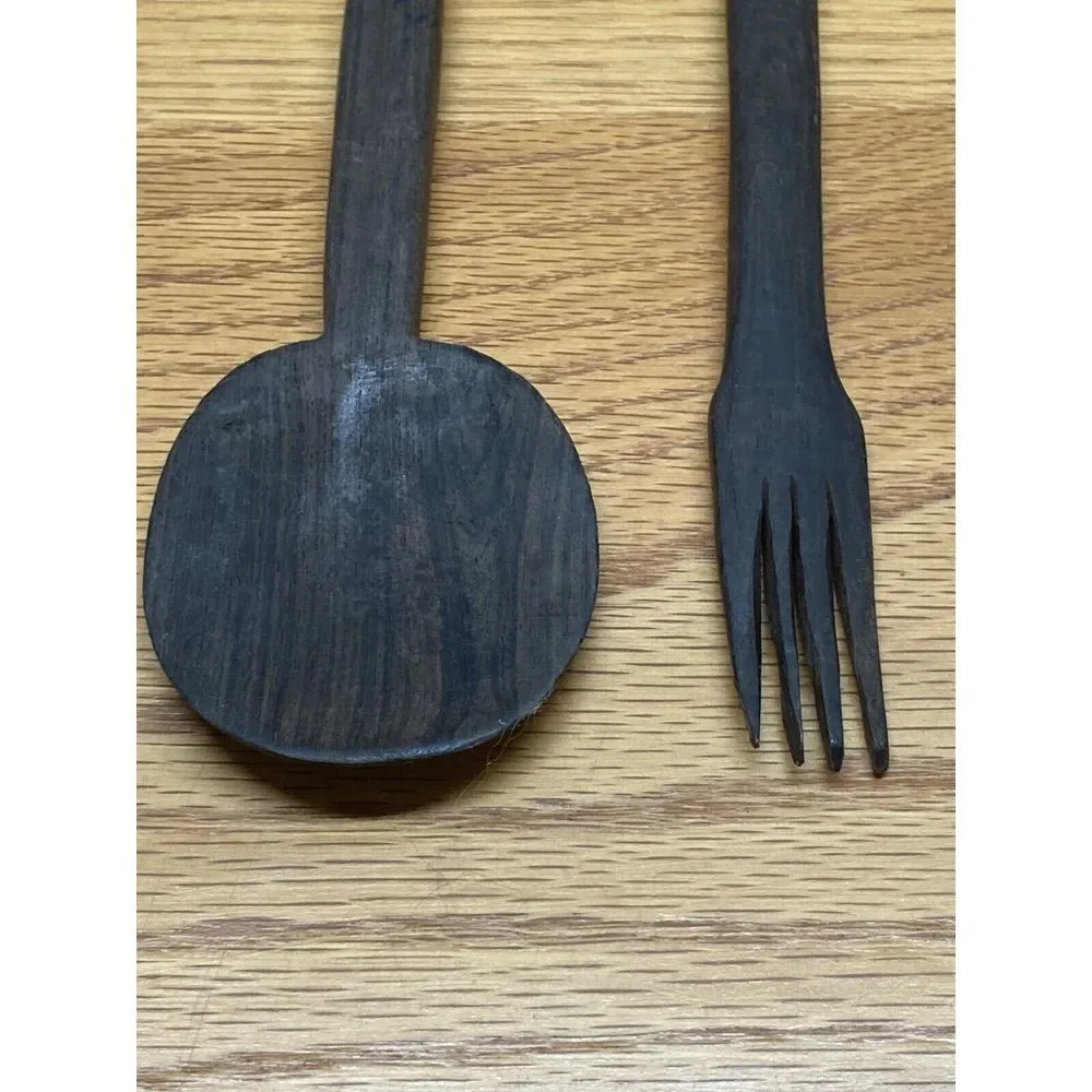 Wooden‎ carved Tribal spoon and fork set